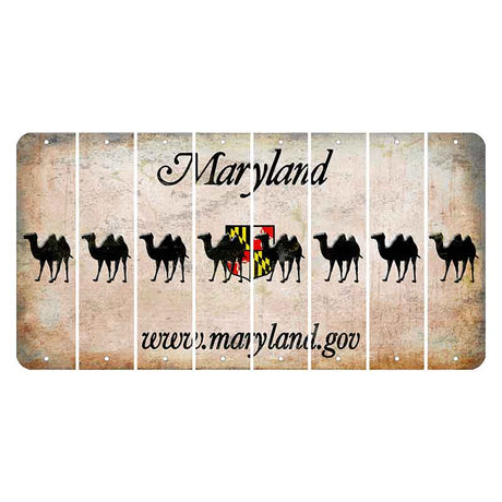 Maryland Shield Cut License Plate Strips (Set of 8) Camel