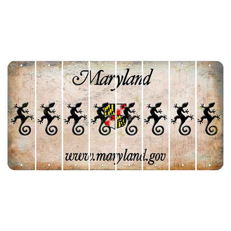 Maryland Shield Cut License Plate Strips (Set of 8) Gecko