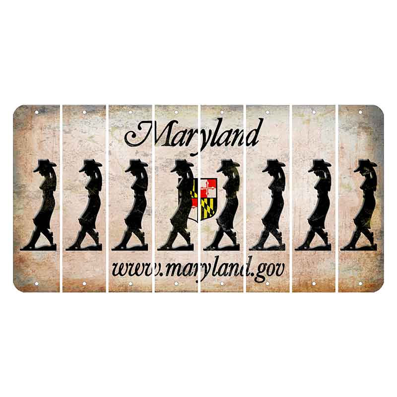 Maryland Shield Cut License Plate Strips (Set of 8) Cowgirl - Leaning