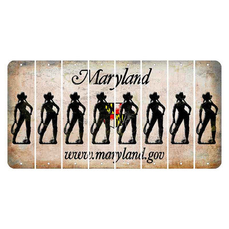 Maryland Shield Cut License Plate Strips (Set of 8) Cowgirl