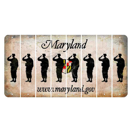 Maryland Shield Cut License Plate Strips (Set of 8) Soldier - Saluting