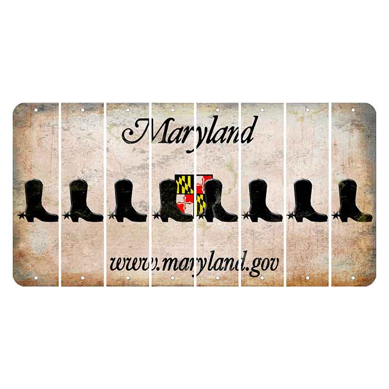 Maryland Shield Cut License Plate Strips (Set of 8) Cowboy Boot