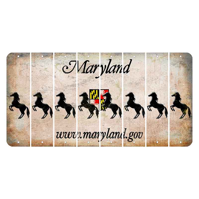 Maryland Shield Cut License Plate Strips (Set of 8) Horse