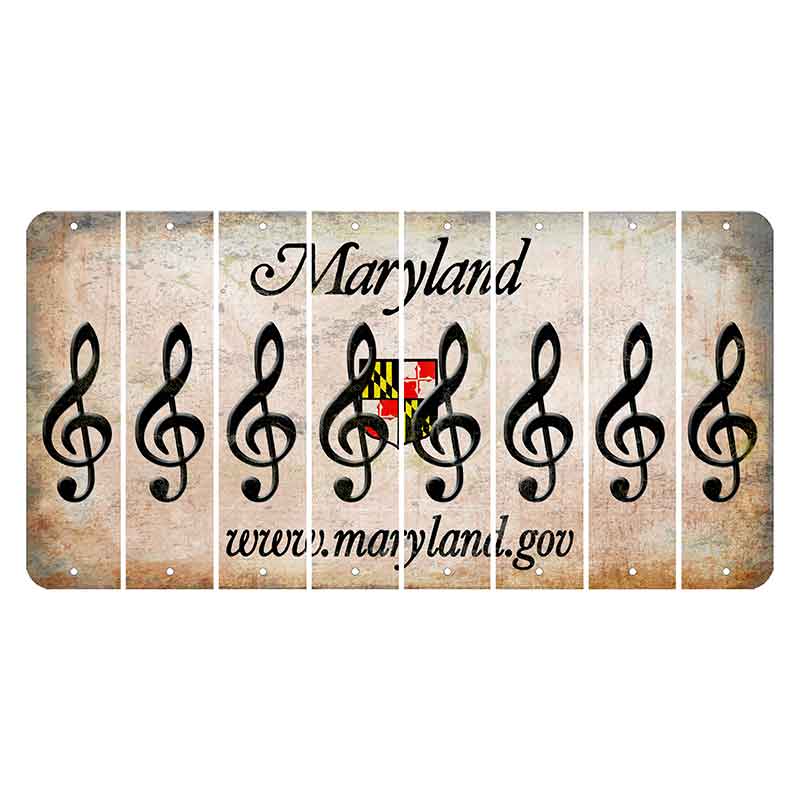 Maryland Shield Cut License Plate Strips (Set of 8) Music Note