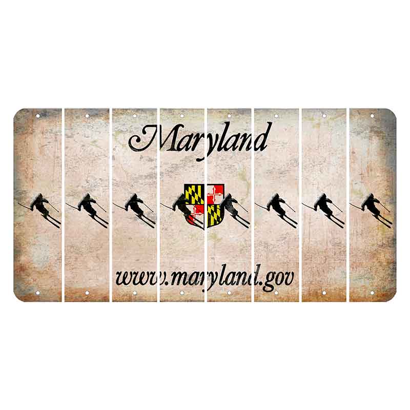 Maryland Shield Cut License Plate Strips (Set of 8) Skier