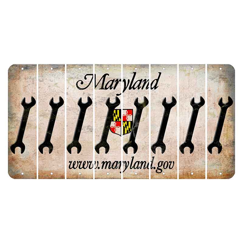 Maryland Shield Cut License Plate Strips (Set of 8) Wrench