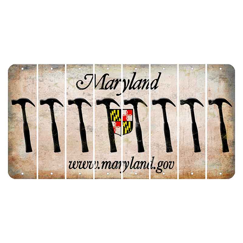 Maryland Shield Cut License Plate Strips (Set of 8) Hammer