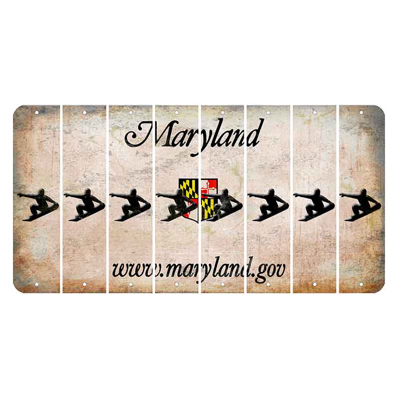 Maryland Shield Cut License Plate Strips (Set of 8) Snowboarder