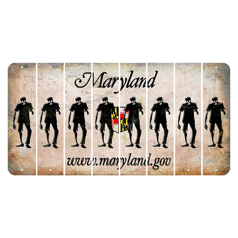 Maryland Shield Cut License Plate Strips (Set of 8) Zombie