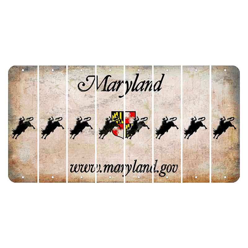 Maryland Shield Cut License Plate Strips (Set of 8) Bull Rider