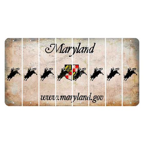 Maryland Shield Cut License Plate Strips (Set of 8) Bull Rider