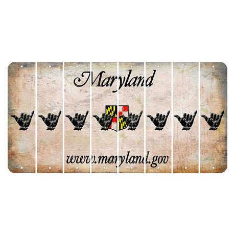 Maryland Shield Cut License Plate Strips (Set of 8) Hang Loose