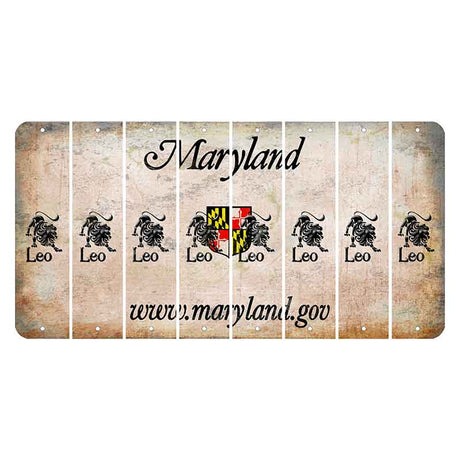 Maryland Shield Cut License Plate Strips (Set of 8) Zodiac Sign - Leo