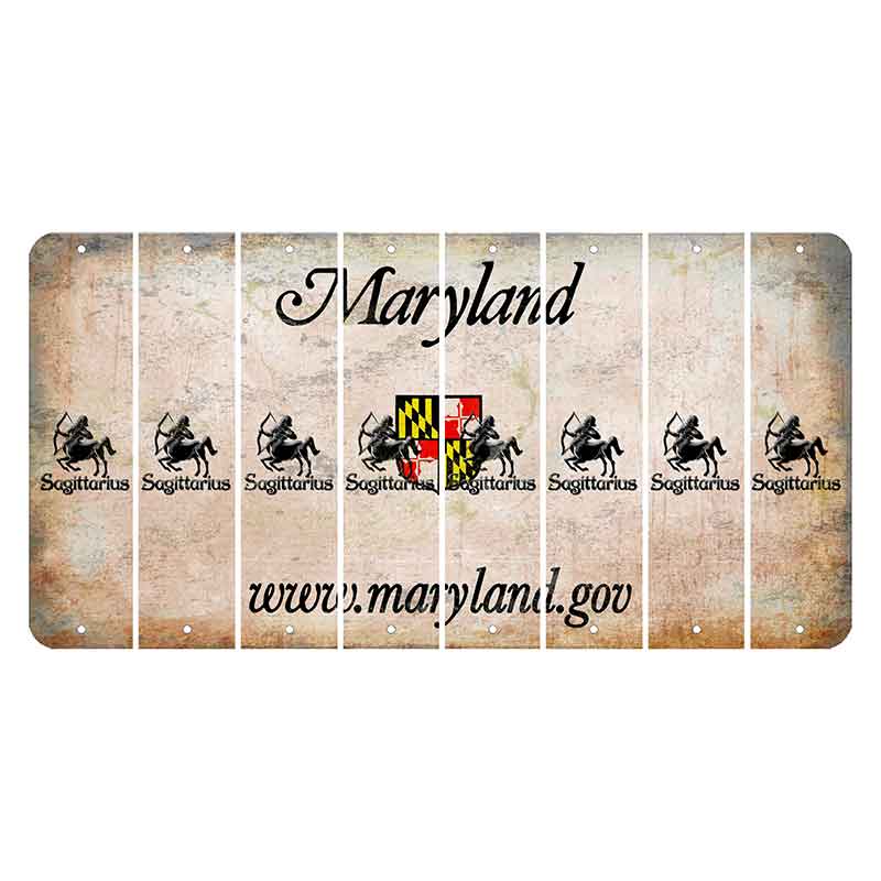 Maryland Shield Cut License Plate Strips (Set of 8) Zodiac Sign - Sagittarius