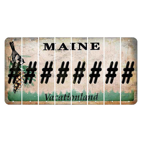 Maine Chickadee Cut License Plate Strips (Set of 8) Hashtag