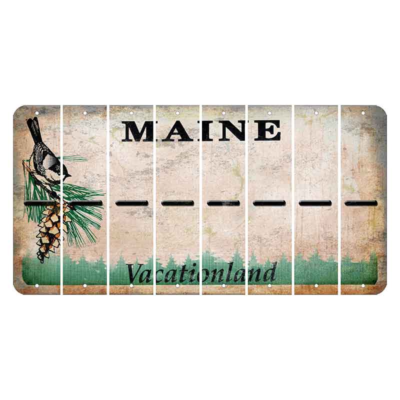 Maine Chickadee Cut License Plate Strips (Set of 8) Hyphen