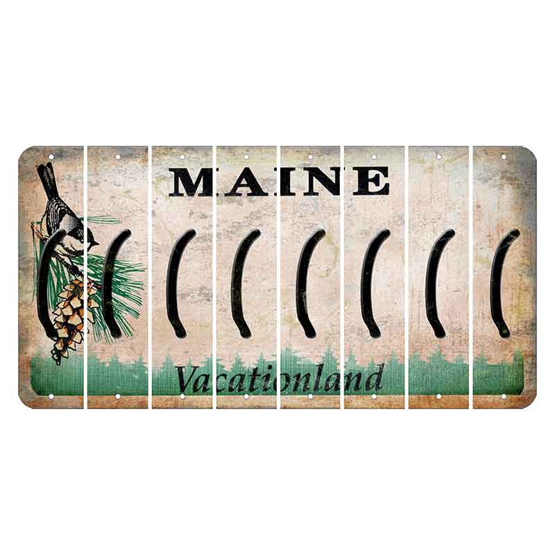 Maine Chickadee Cut License Plate Strips (Set of 8) Parenthesis - Left