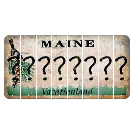 Maine Chickadee Cut License Plate Strips (Set of 8) Question Mark