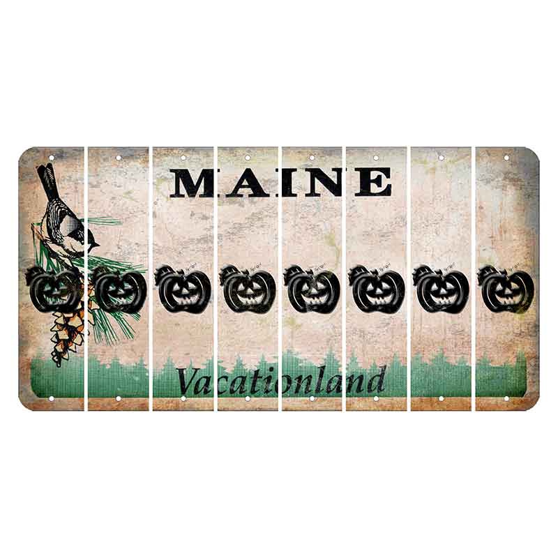 Maine Chickadee Cut License Plate Strips (Set of 8) Pumpkin