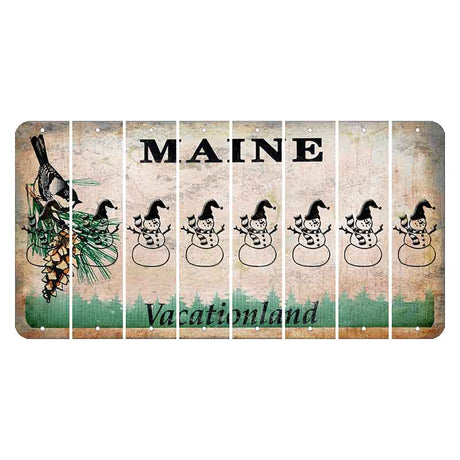 Maine Chickadee Cut License Plate Strips (Set of 8) Snowman