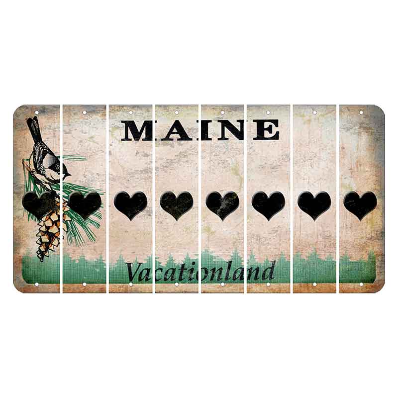 Maine Chickadee Cut License Plate Strips (Set of 8) Heart