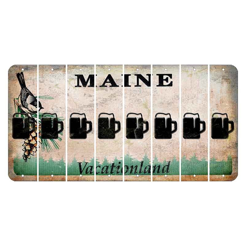 Maine Chickadee Cut License Plate Strips (Set of 8) Beer Mug