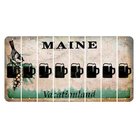 Maine Chickadee Cut License Plate Strips (Set of 8) Beer Mug