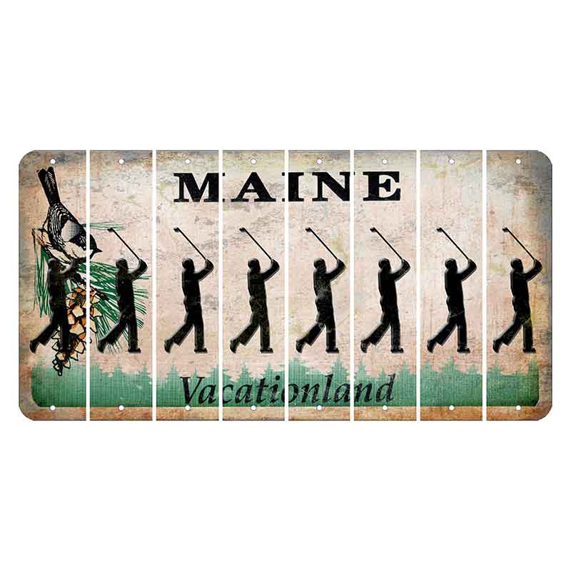 Maine Chickadee Cut License Plate Strips (Set of 8) Male Golfer