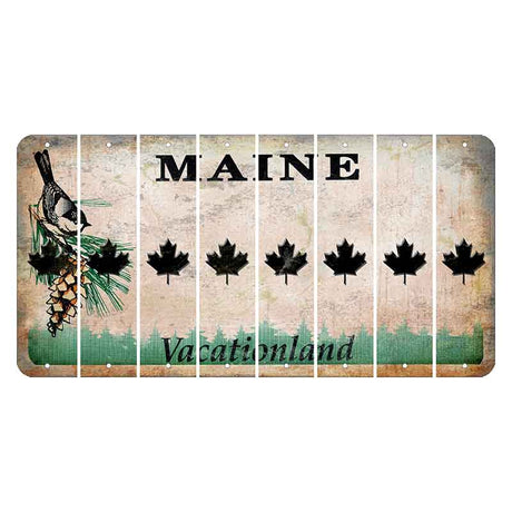 Maine Chickadee Cut License Plate Strips (Set of 8) Maple Leaf