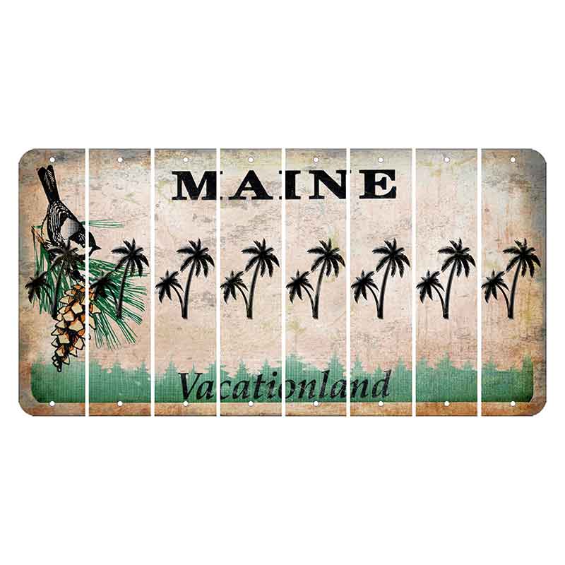 Maine Chickadee Cut License Plate Strips (Set of 8) Palm Trees