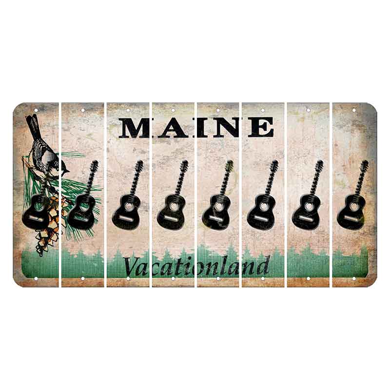 Maine Chickadee Cut License Plate Strips (Set of 8) Guitar