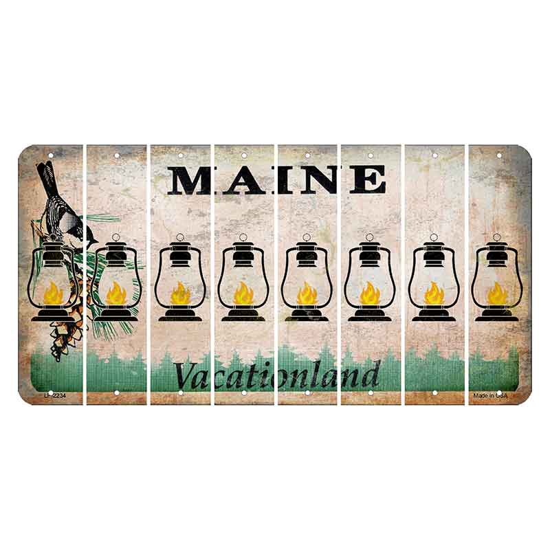 Maine Chickadee Cut License Plate Strips (Set of 8) Lantern