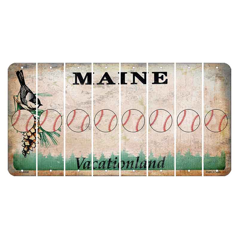 Maine Chickadee Cut License Plate Strips (Set of 8) Baseball