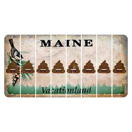 Maine Chickadee Cut License Plate Strips (Set of 8) Emoji - Poop