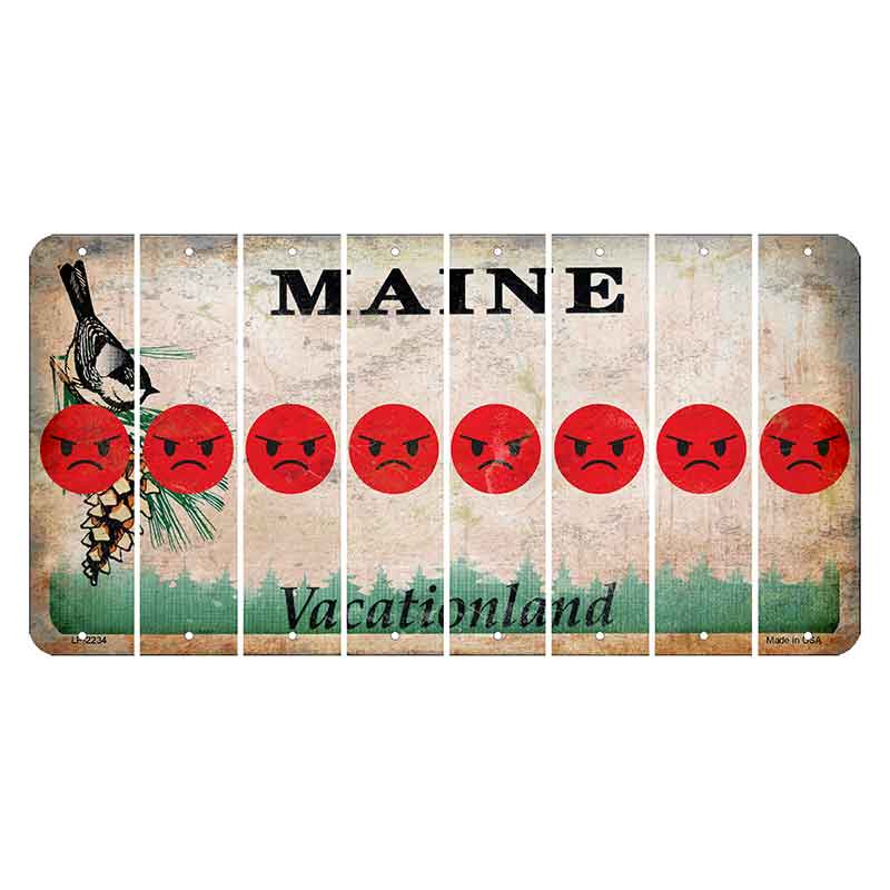 Maine Chickadee Cut License Plate Strips (Set of 8) Emoji - Angry