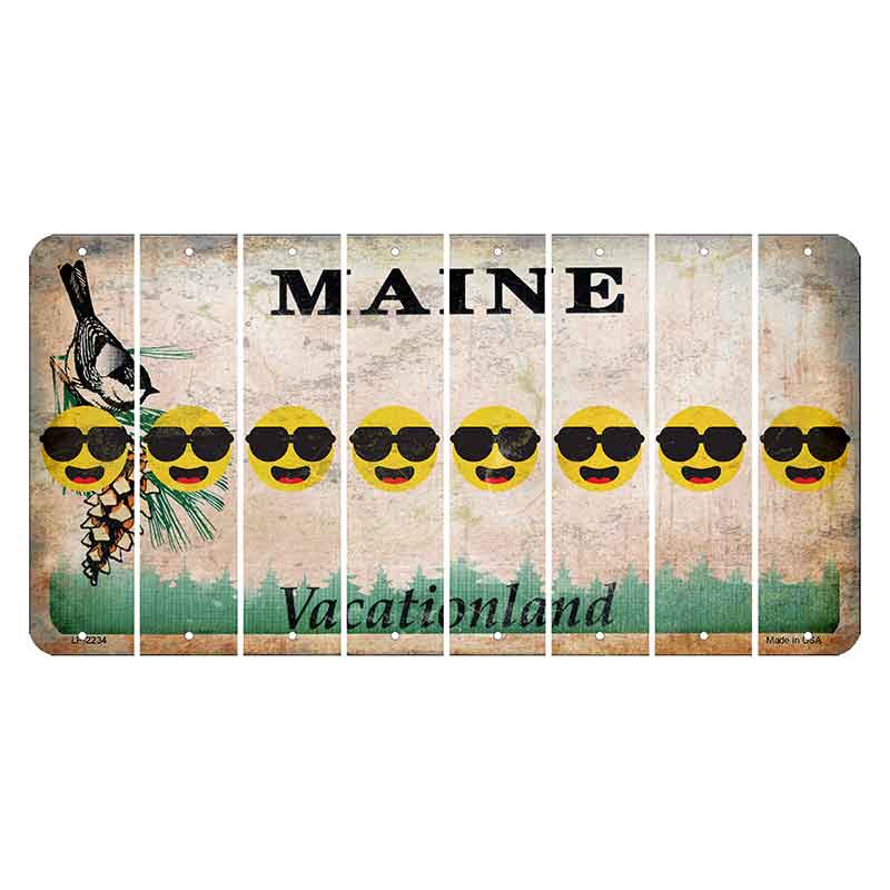 Maine Chickadee Cut License Plate Strips (Set of 8) Emoji - Shades