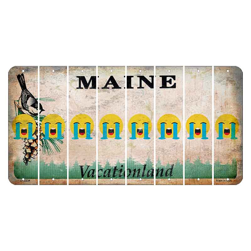 Maine Chickadee Cut License Plate Strips (Set of 8) Emoji - Crying