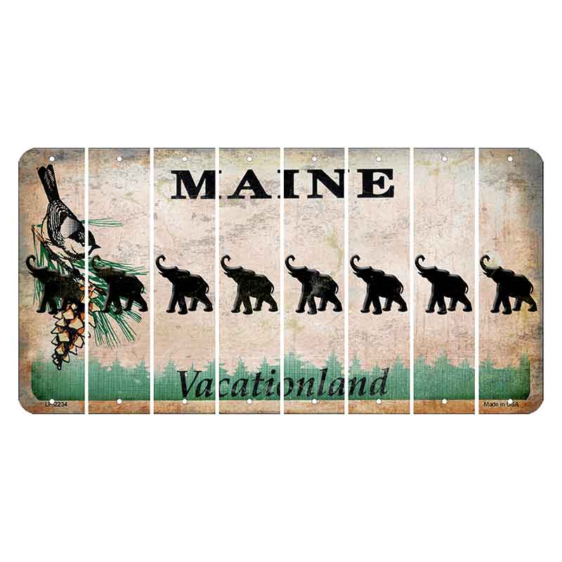 Maine Chickadee Cut License Plate Strips (Set of 8) Elephant