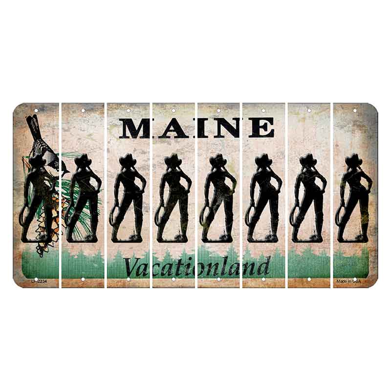 Maine Chickadee Cut License Plate Strips (Set of 8) Cowgirl