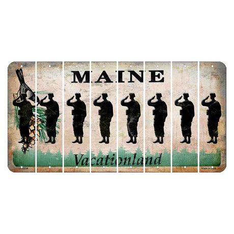 Maine Chickadee Cut License Plate Strips (Set of 8) Soldier - Saluting