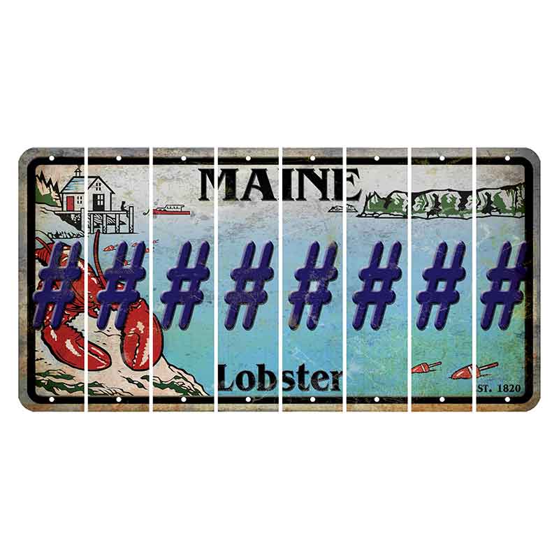 Maine Lobster Boathouse Cut License Plate Strips (Set of 8) Hashtag