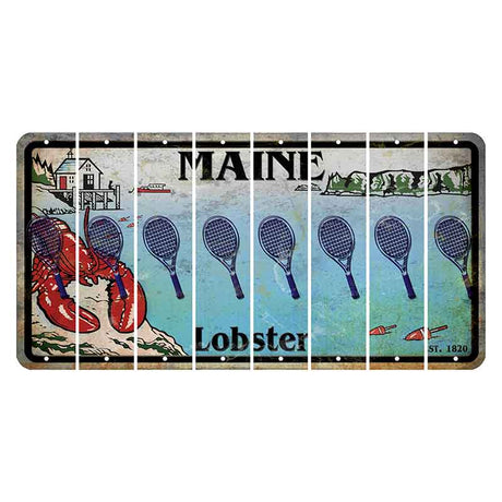 Maine Lobster Boathouse Cut License Plate Strips (Set of 8) Tennis Racket