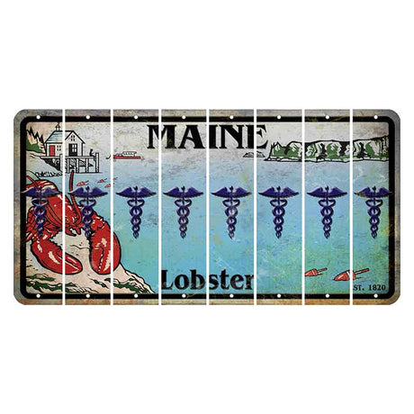 Maine Lobster Boathouse Cut License Plate Strips (Set of 8) Caduceus