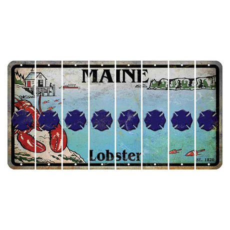 Maine Lobster Boathouse Cut License Plate Strips (Set of 8) Fire Badge