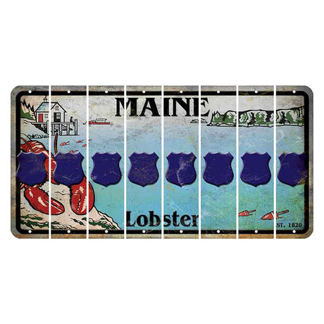 Maine Lobster Boathouse Cut License Plate Strips (Set of 8) Police Badge