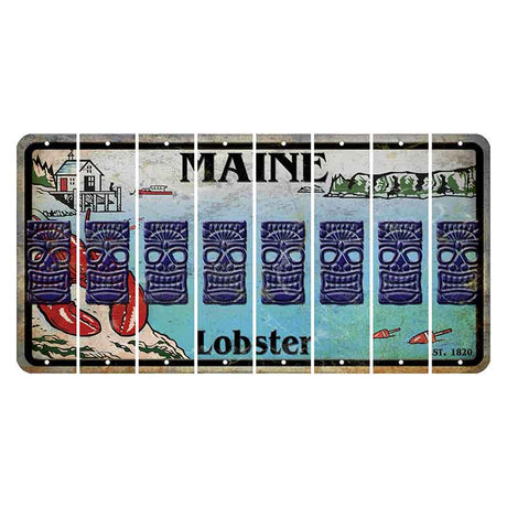 Maine Lobster Boathouse Cut License Plate Strips (Set of 8) Tiki