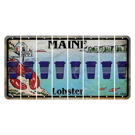 Maine Lobster Boathouse Cut License Plate Strips (Set of 8) Latte