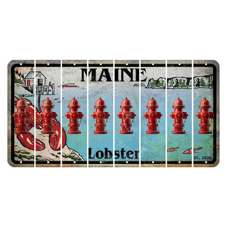 Maine Lobster Boathouse Cut License Plate Strips (Set of 8) Fire Hydrant