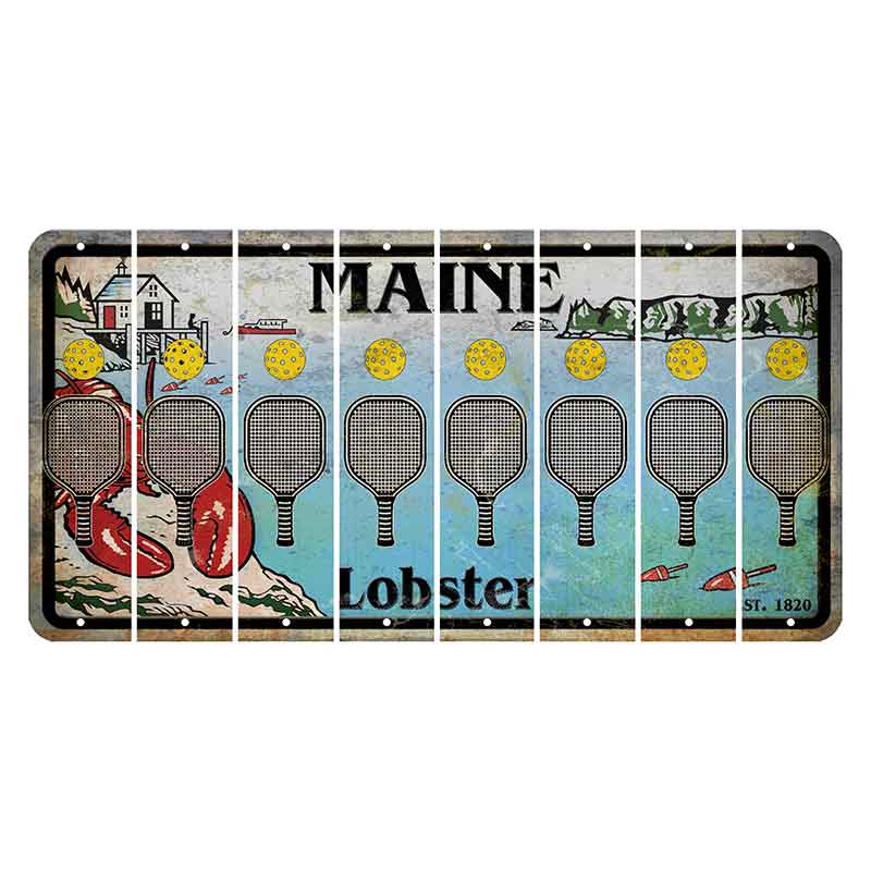 Maine Lobster Boathouse Cut License Plate Strips (Set of 8) Pickleball