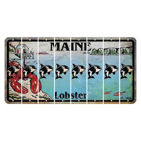 Maine Lobster Boathouse Cut License Plate Strips (Set of 8) Whale